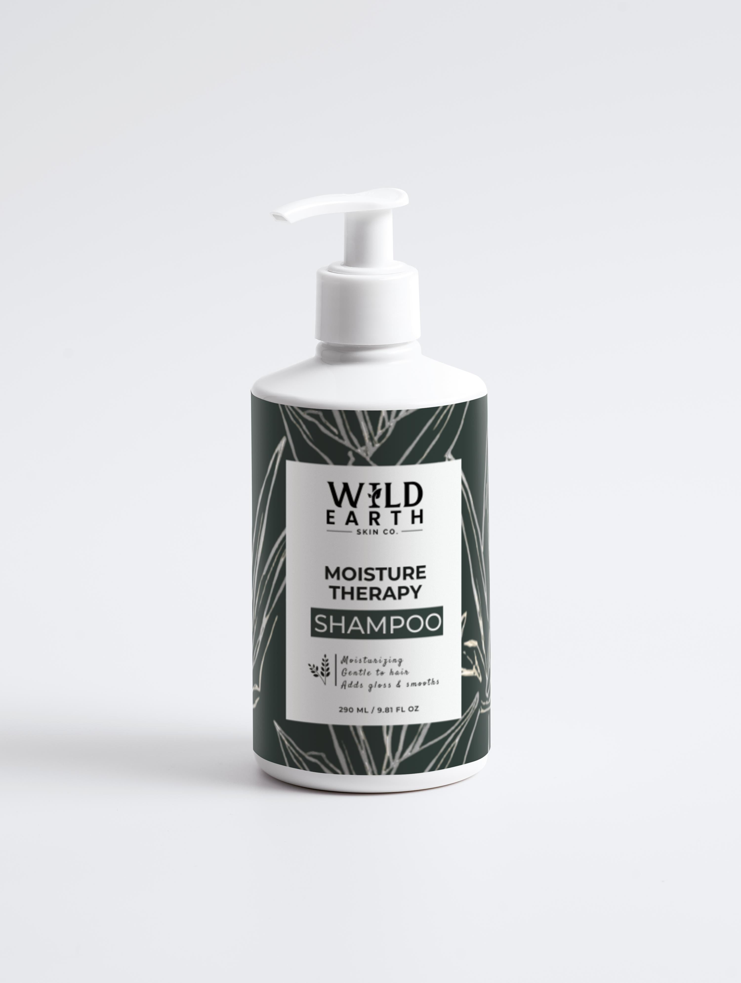 Wild Earth shampoo bottle on a white background