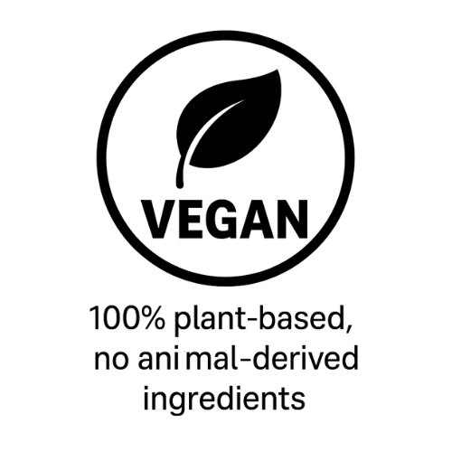 Vegan certification logo with a leaf and text on a white background